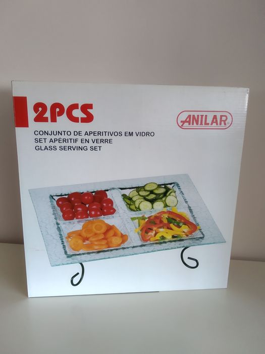 Travessa \ Conjunto de aperitivos em vidro (Novo)
