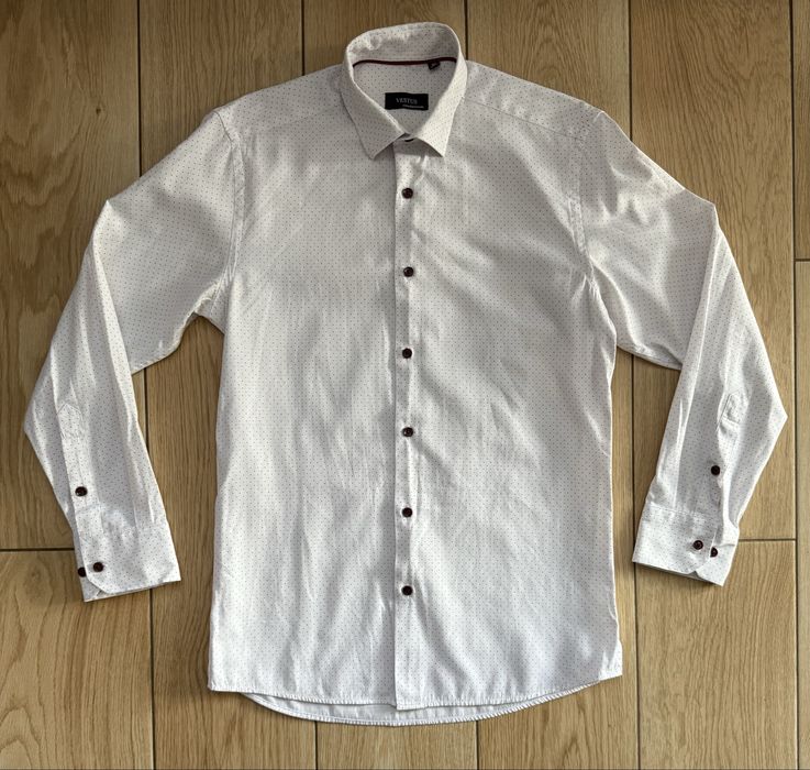 Biala koszula w kropki Vestus Extra dopasowana 37 (164-170)