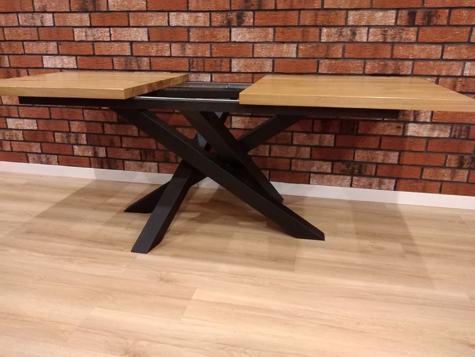 Stół Twister rozkładany jadalniany dębowy - industrialny loft