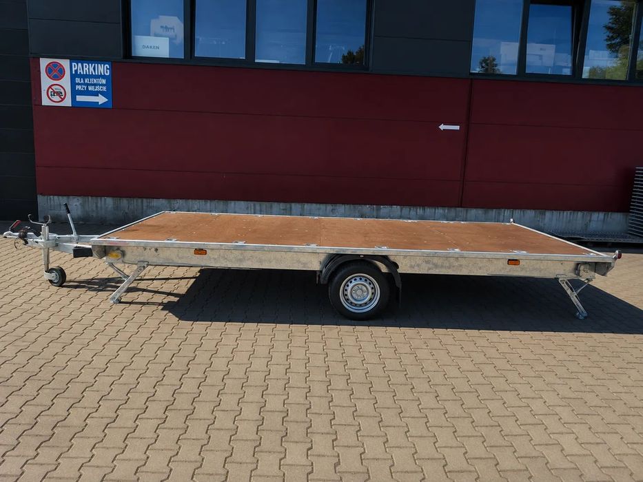 Besttrailers Platforma 4,5 x 2,1m, DMC 1800kg, 1 oś, producent Besttrailers  Przyczepa platforma 4,5 x 2,1m, DMC 1800kg, 1 oś ALKO, stopy podporowe