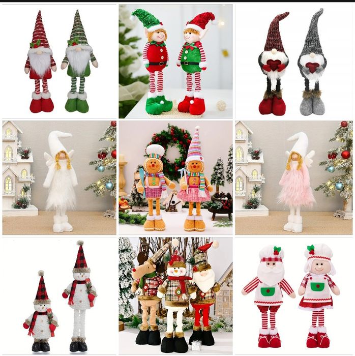 Skrzaty krasnale 65 cm teleskopowe nogi figurki świąteczne gnomy