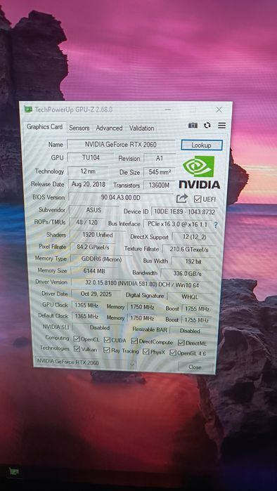 Rtx2060 6gb gddr6