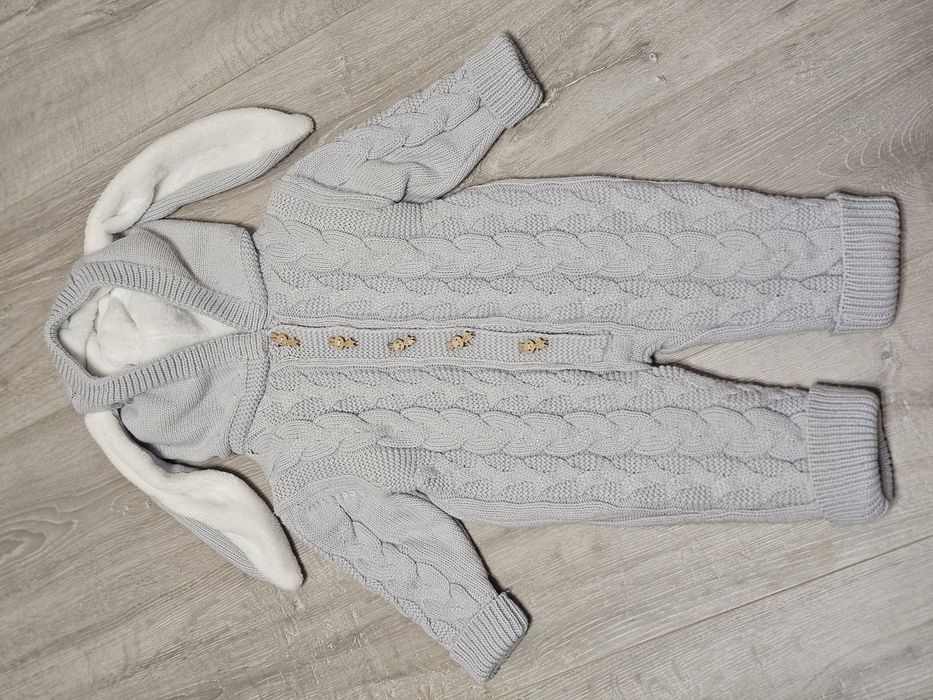 Комбинезон вязяный детский на флисе Зайчик