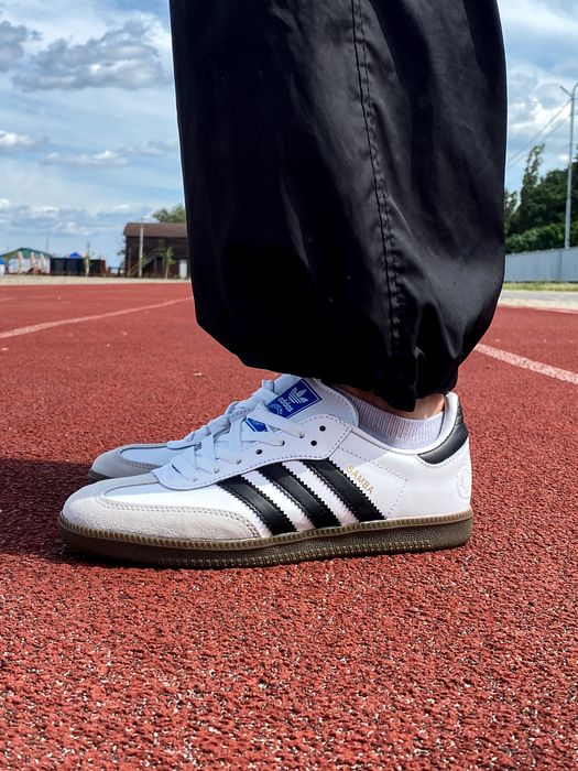 Кросівки Кроссовки Adidas Samba OG Vegan Low White Black Белый Білий Кросовки повсякденні