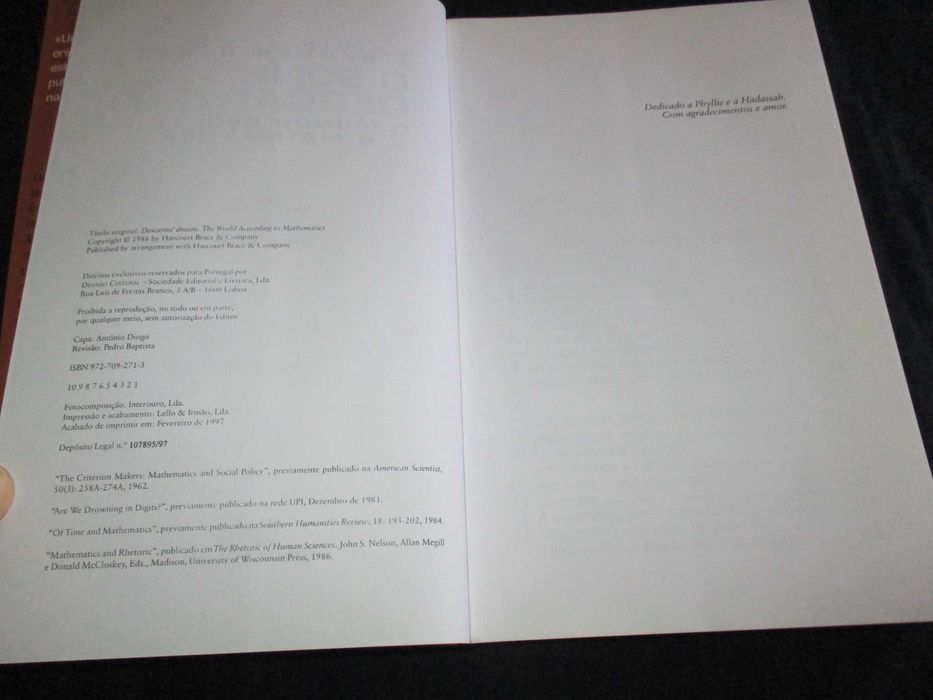 Livro O Sonho de Descartes O Mundo segundo a matemática