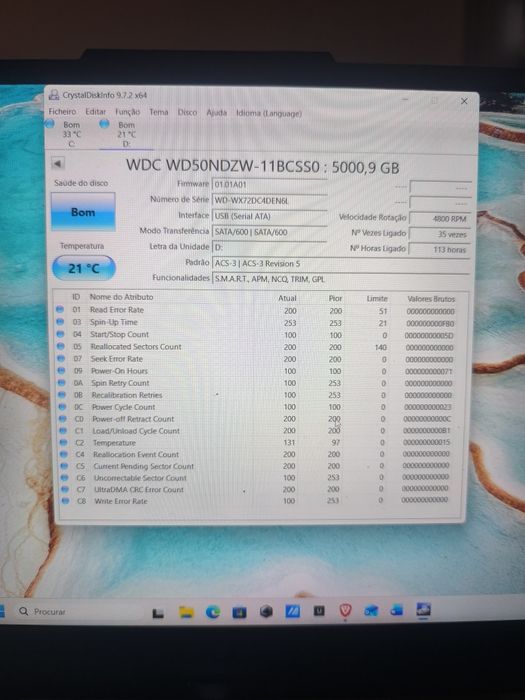 Disco Rígido Externo WD easystore 5TB (como novo) + bolsa