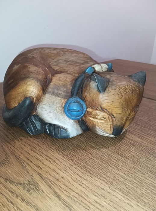 Gato decoração em madeia