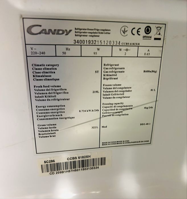 Frigorífico Combinado Candy CCBS 6182XH – Inox
