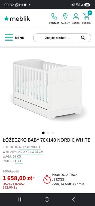 Łóżeczko niemowlęce  meblik