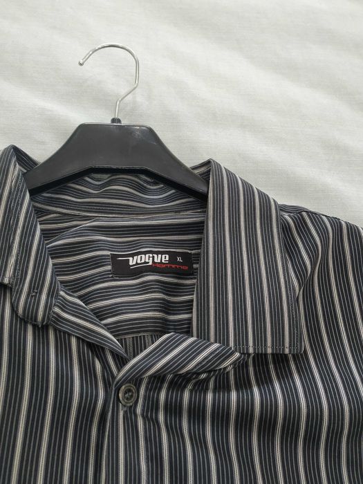 Camisa VOGUE preta às riscas, XL, de manga comprida