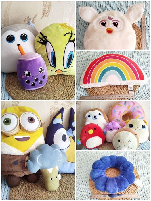 Подушки м'які  іграшки Furby, Souishmallows, Ty, Typo та інші