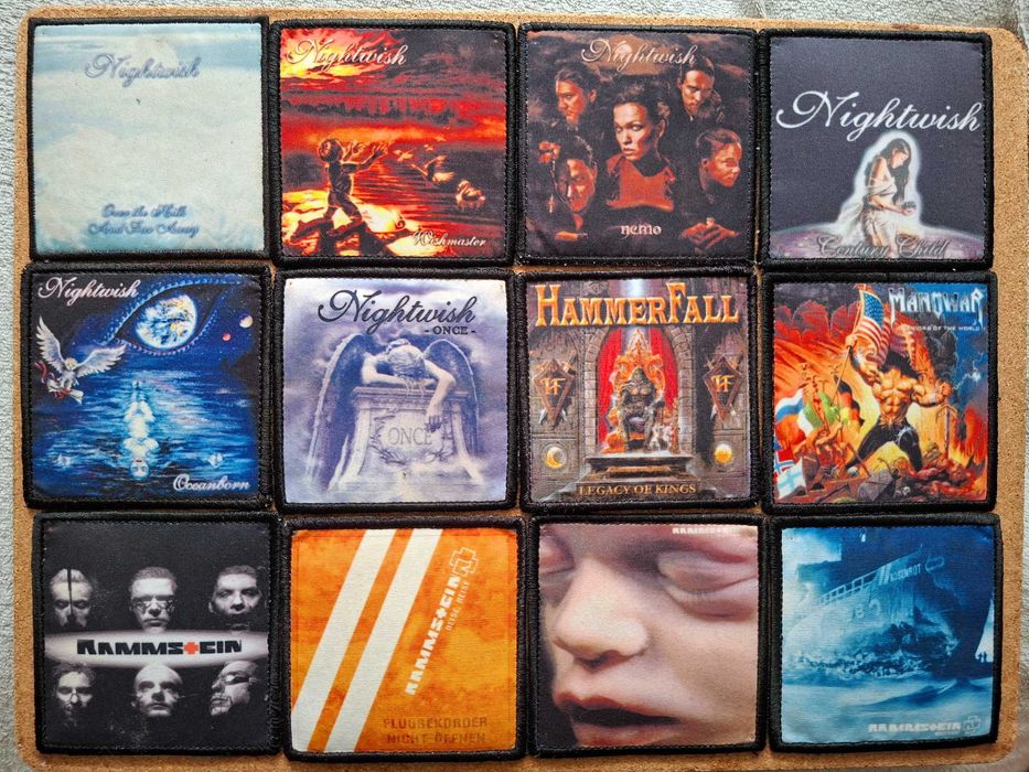 Naszywki Nightwish Rammstein Manowar Hammerfall komplet