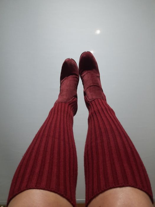 Бордові високі чоботи-панчохи Voile Blanche made in Italy 38