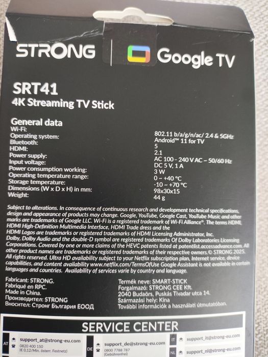 Strong SRT41 Streaming TV Stick NOVO