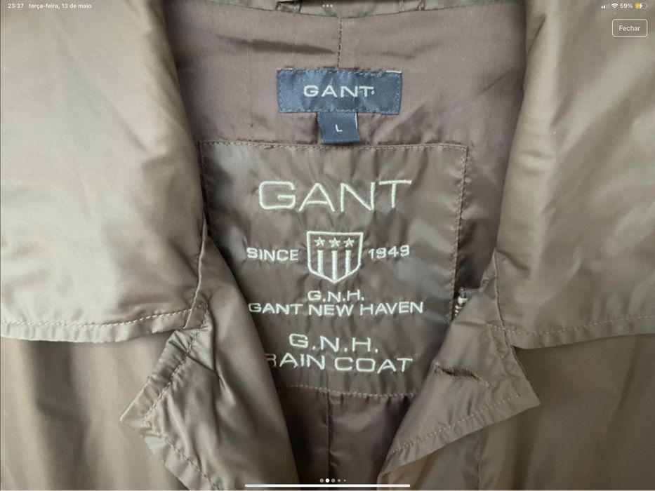 Gabardine de marca GANT , castanho . Impermeavel muito leve