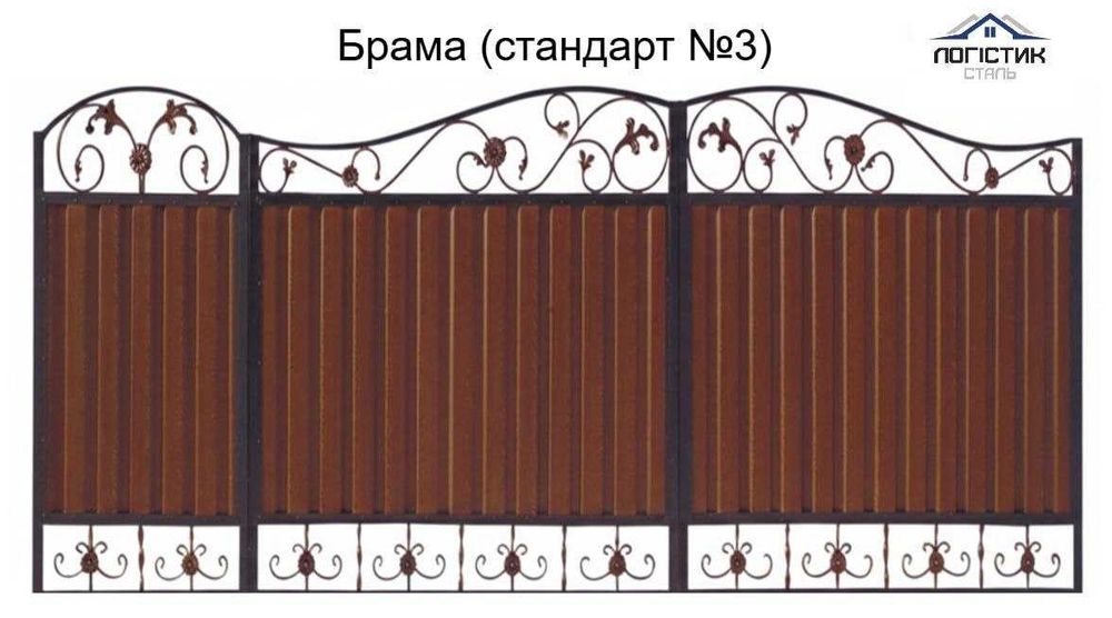 Брама розпашна з хвірткою Ворота розпашні з каліткою заповнення Ранчо Прямокутне