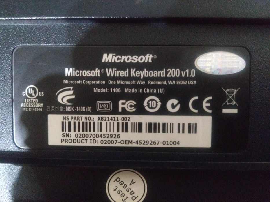 Klawiatura Microsoft USB Model 1406