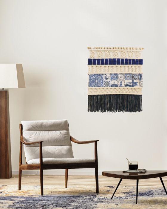 Painel Azulejo em macram