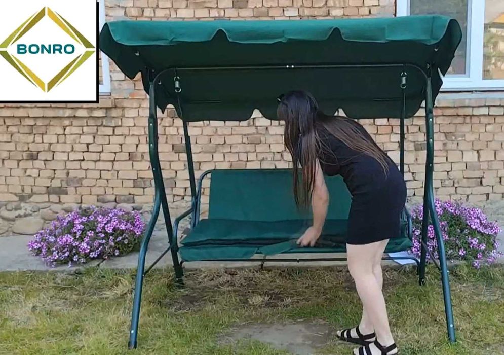 Садова качеля для дачі та тераси / Гойдалка з підстаканниками