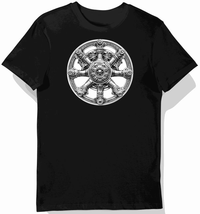 Koszulka męska czarna z Motywem Skrzyżowanych Tłoków S