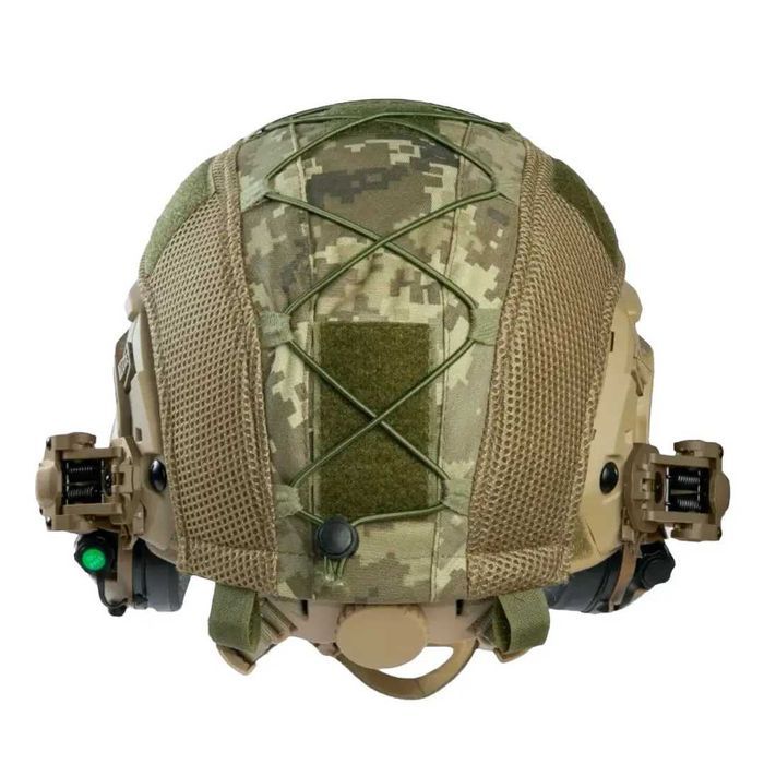 Тактичний шолом Fast NTS NIJ  койот піксель з навушниками EARMOR M31