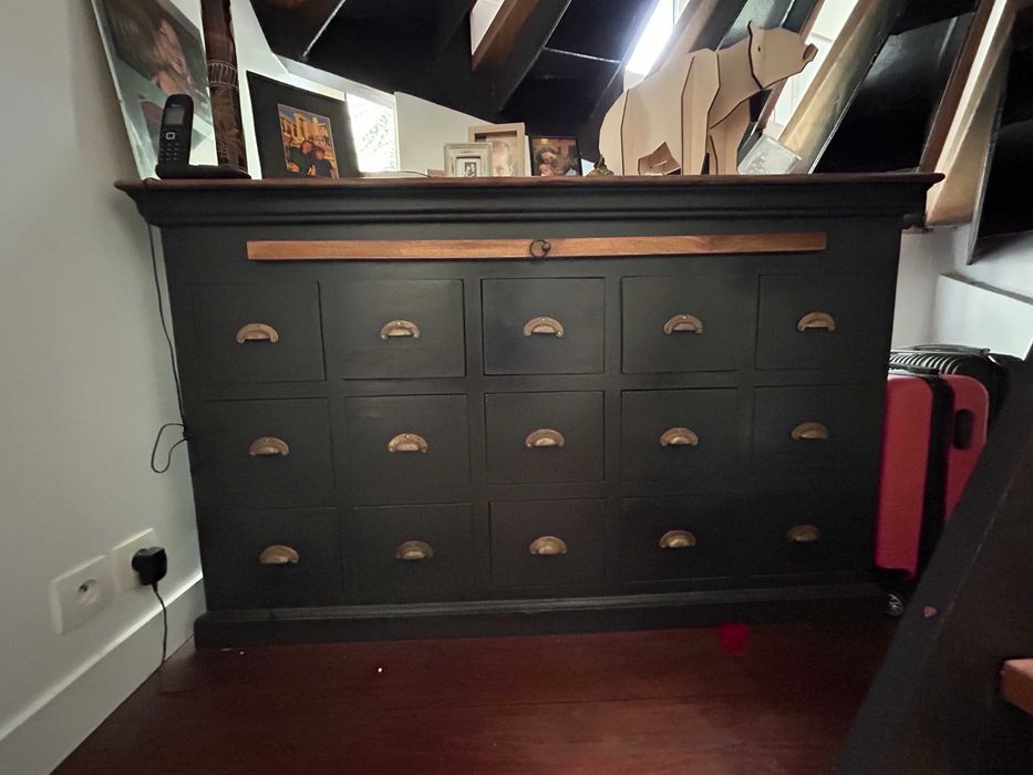 Móvel de trabalho com 15 gavetas – Maisons du Monde – Preto e madeira