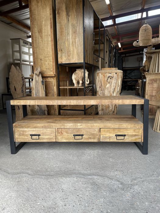 Szafka rtv/styl industrialny/drewno egzotyczne/ metal