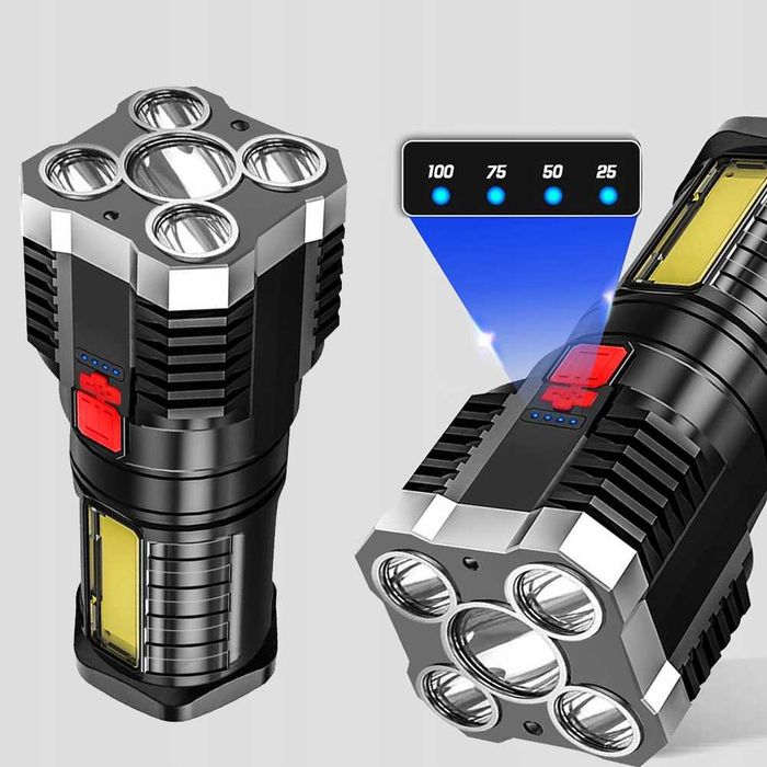LATARKA TAKTYCZNA 5 LED akumulator USB MOCNA super jasna 4 TRYBY h289