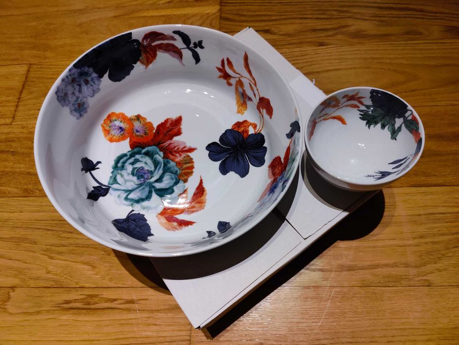 Conjunto saladeira e 4 tigelas de arroz Vista Alegre Duality novos