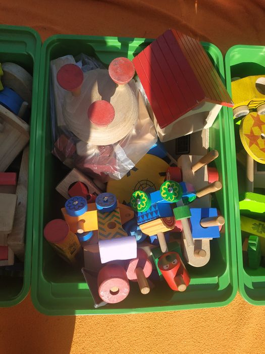 Duży zestaw klocki drewniane stacja kosmiczna pudełka IKEA