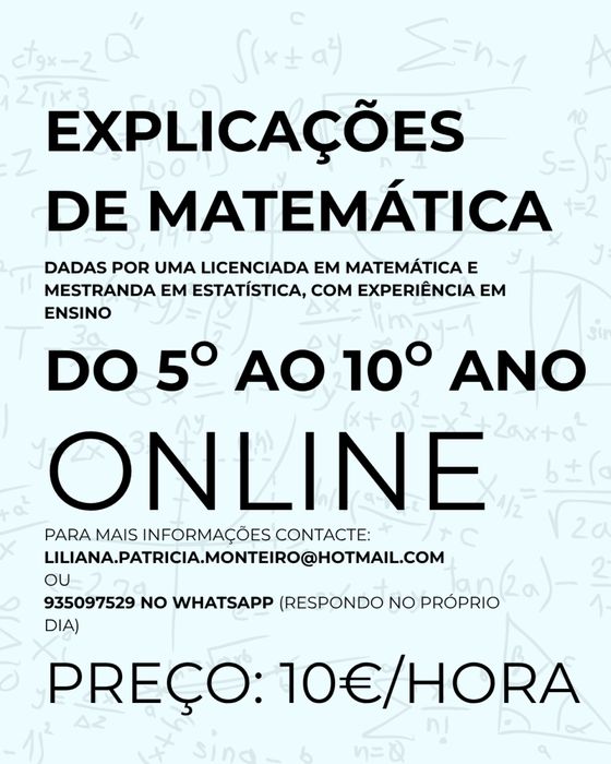Explicações de Matemática do 5o ao 10o online