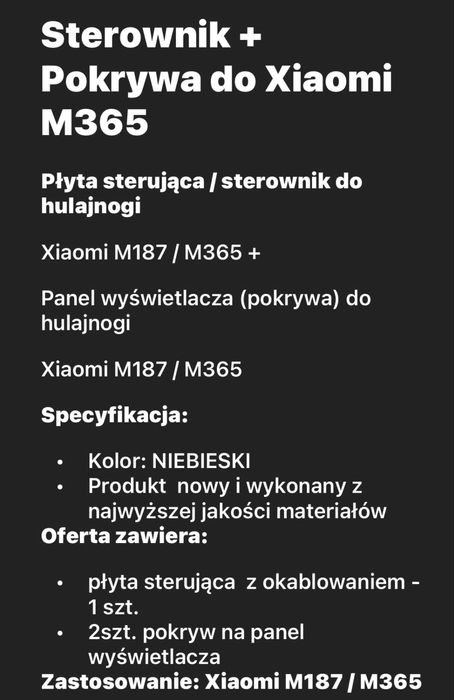 Sterownik + pokrywa do Xiaomi M365