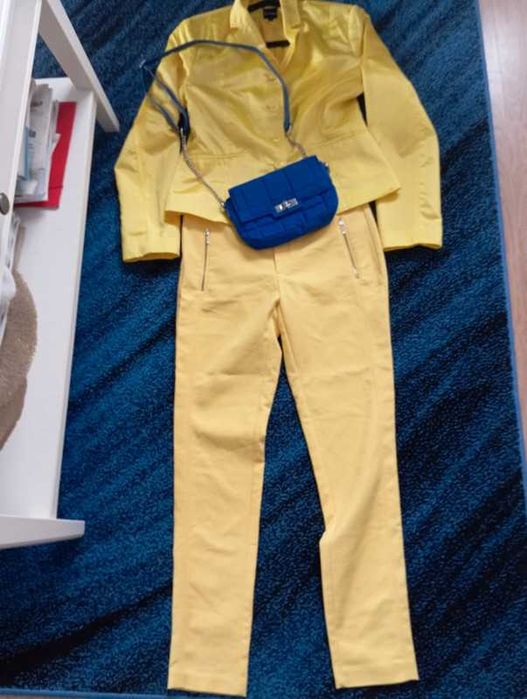 Zara Basic.M.Spodnie do kostek- żółte.Wiosna,lato.