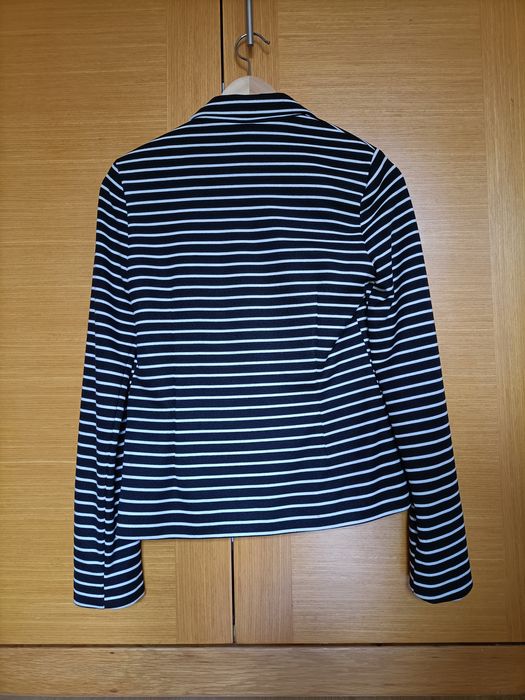 Casaco Blazer Preto c/ Riscas Brancas - Tamanho 36