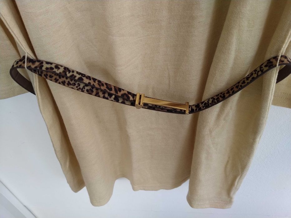 Cream-colored nightgown with buttons and tiger-print belt – Size L/XL – New!64730210820610122