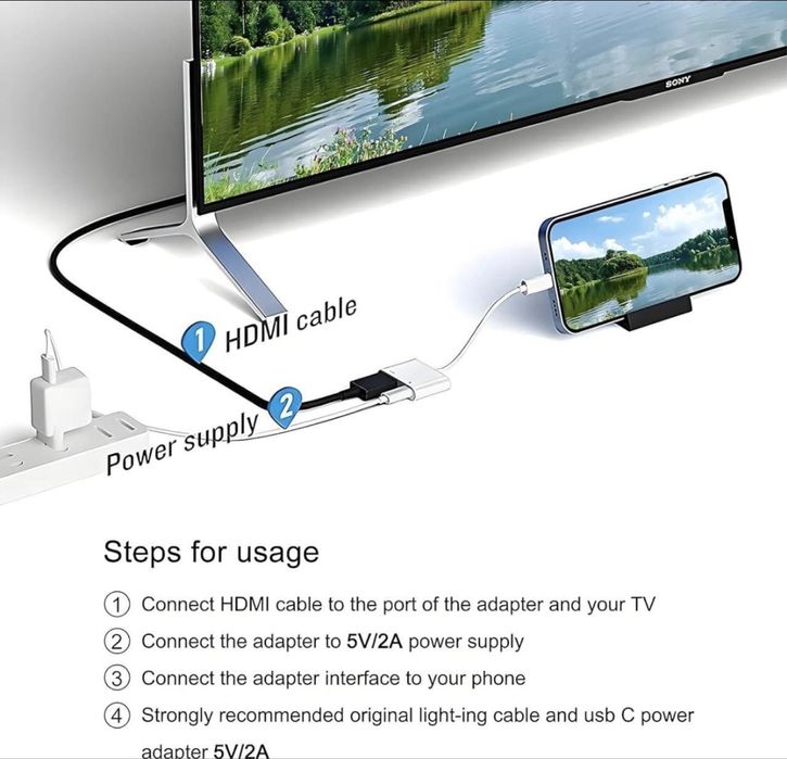 Адаптер Lightning–HDMI 1080P для iPhone/iPad на ТВ, монітор, проєктор