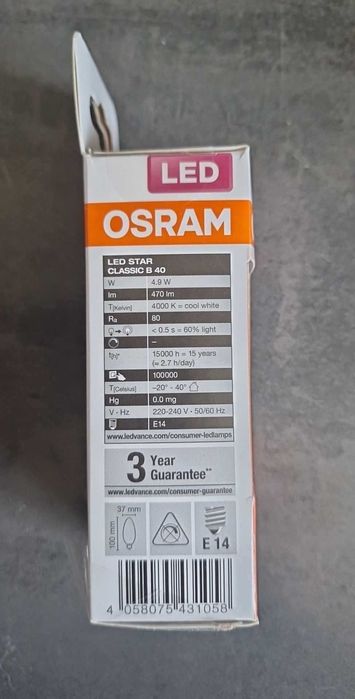 Żarówka OSRAM LED, 40 wat, 470 lm, cool white/chłodny biały, gwint E14