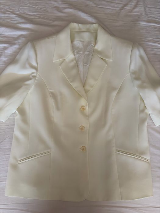 Blazer vintage branco pérola de manga curta