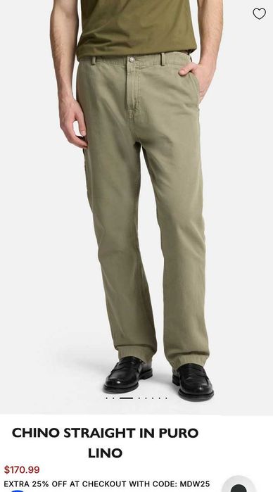 Джинсы (chino лён Puro Lino Italy w32 olive.