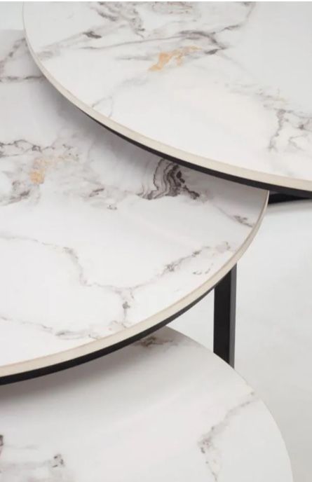 NOWE stoliki okragle ze SPIEKU zestaw marmurowe