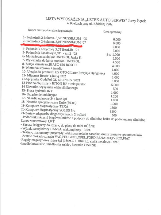 Do sprzedania sprzęt warsztatowy