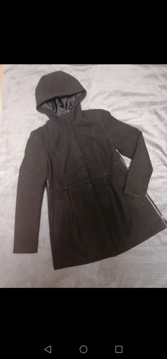 Czarny płaszcz ciążowy zimowy, rozm S