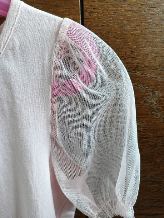 Bluzka H&M z tiulowymi bufkami 134/140