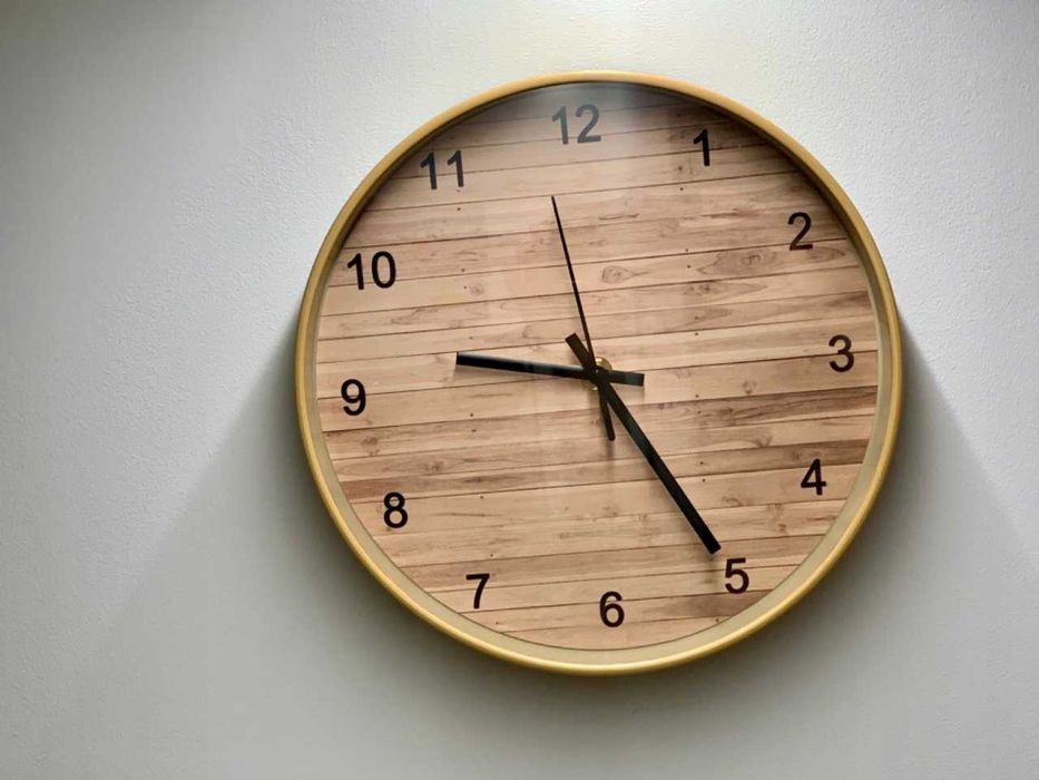 Drewniany Zegar Beżowy Cichy Zegar Ścienny Drewno 25Cm Minimalistyczny