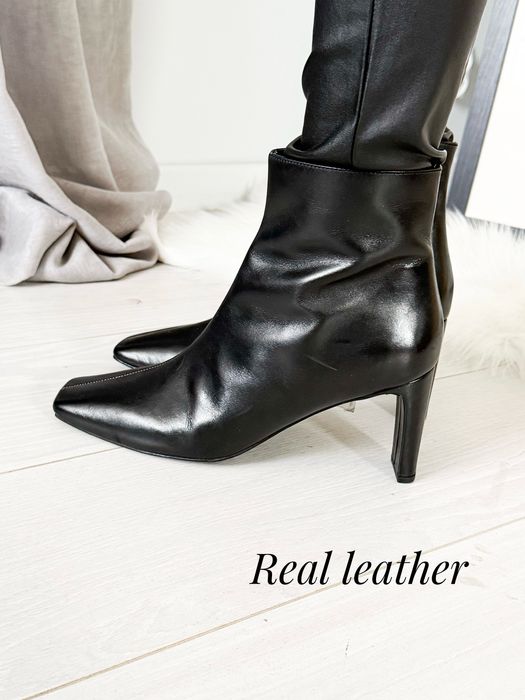 Kozaki botki czarne damskie skóra naturalna reserved 40 premium