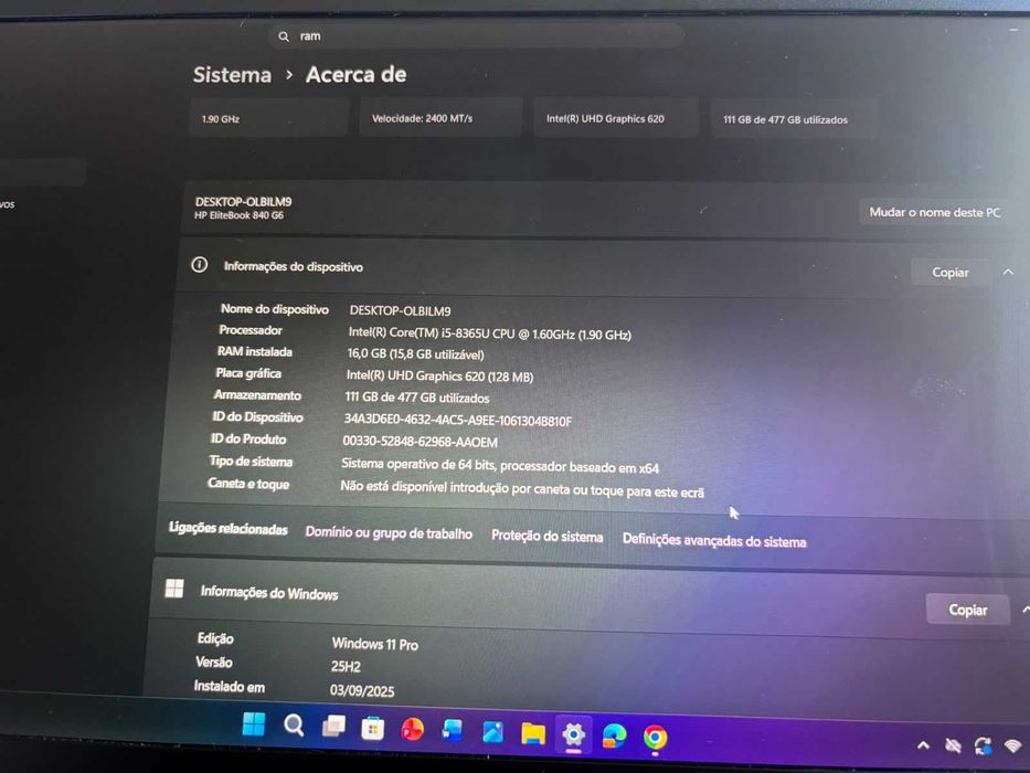 Portátil, HP Elite 840 G6, 16 GB, 14 polegadas.