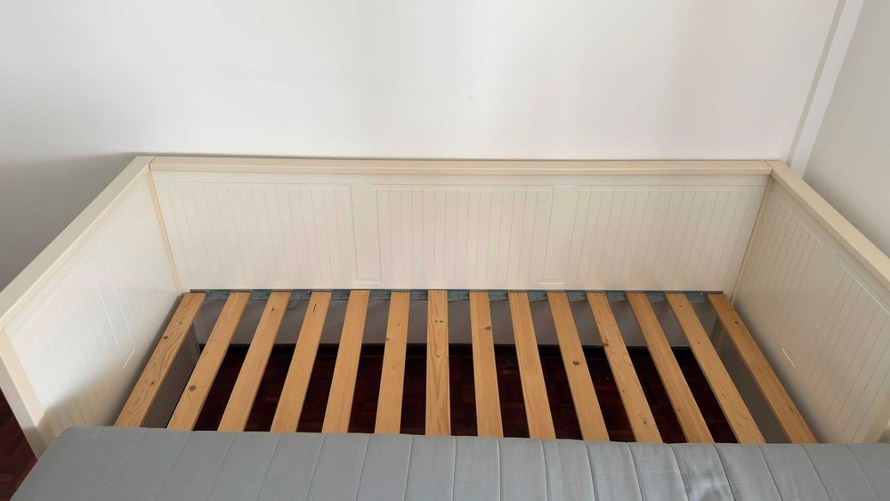 Cama HEMNES indiv/dupla c/3 gav/2 colchões, branco/Ågotnes firme, 80x200 cm