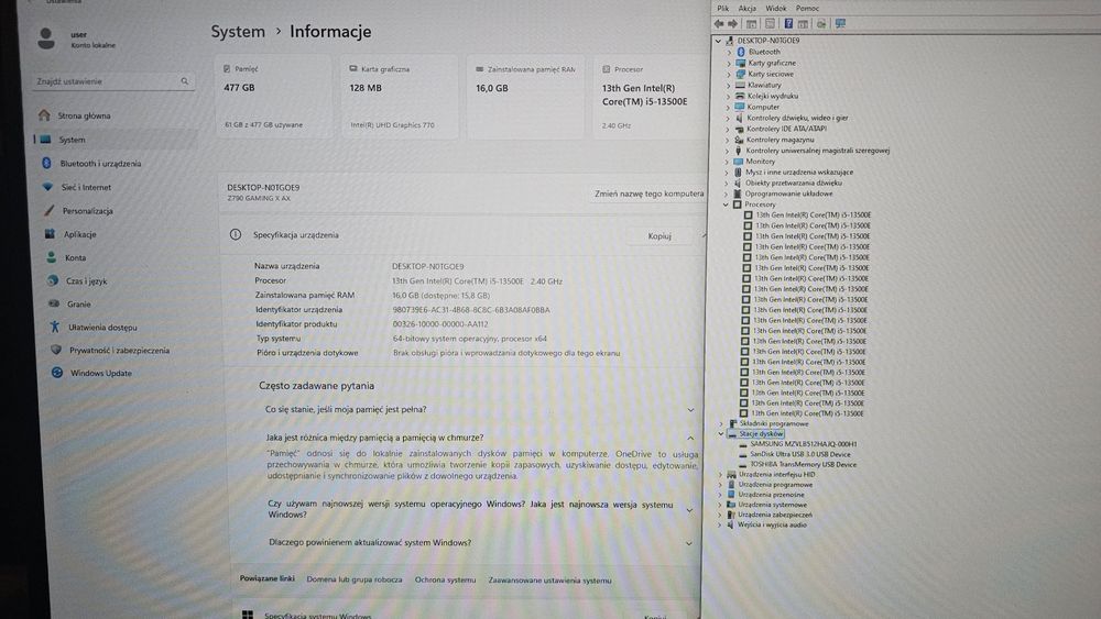 Komputer do gier, Intel i5-13 gen., 16 gb ddr5, ARGB, Venom
