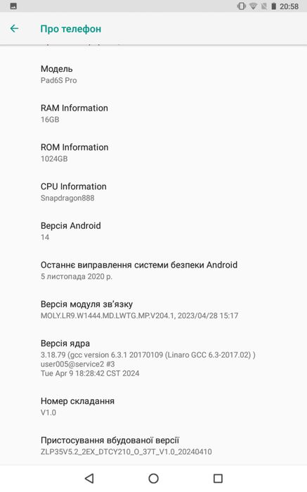 Продам планшет Pad6S pro