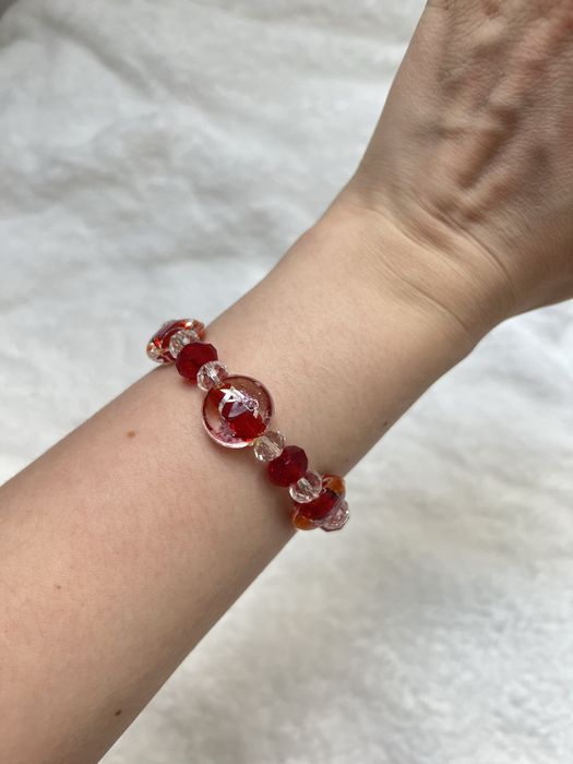 Bransoletka korale koraliki murano szkło weneckie kryształki 13